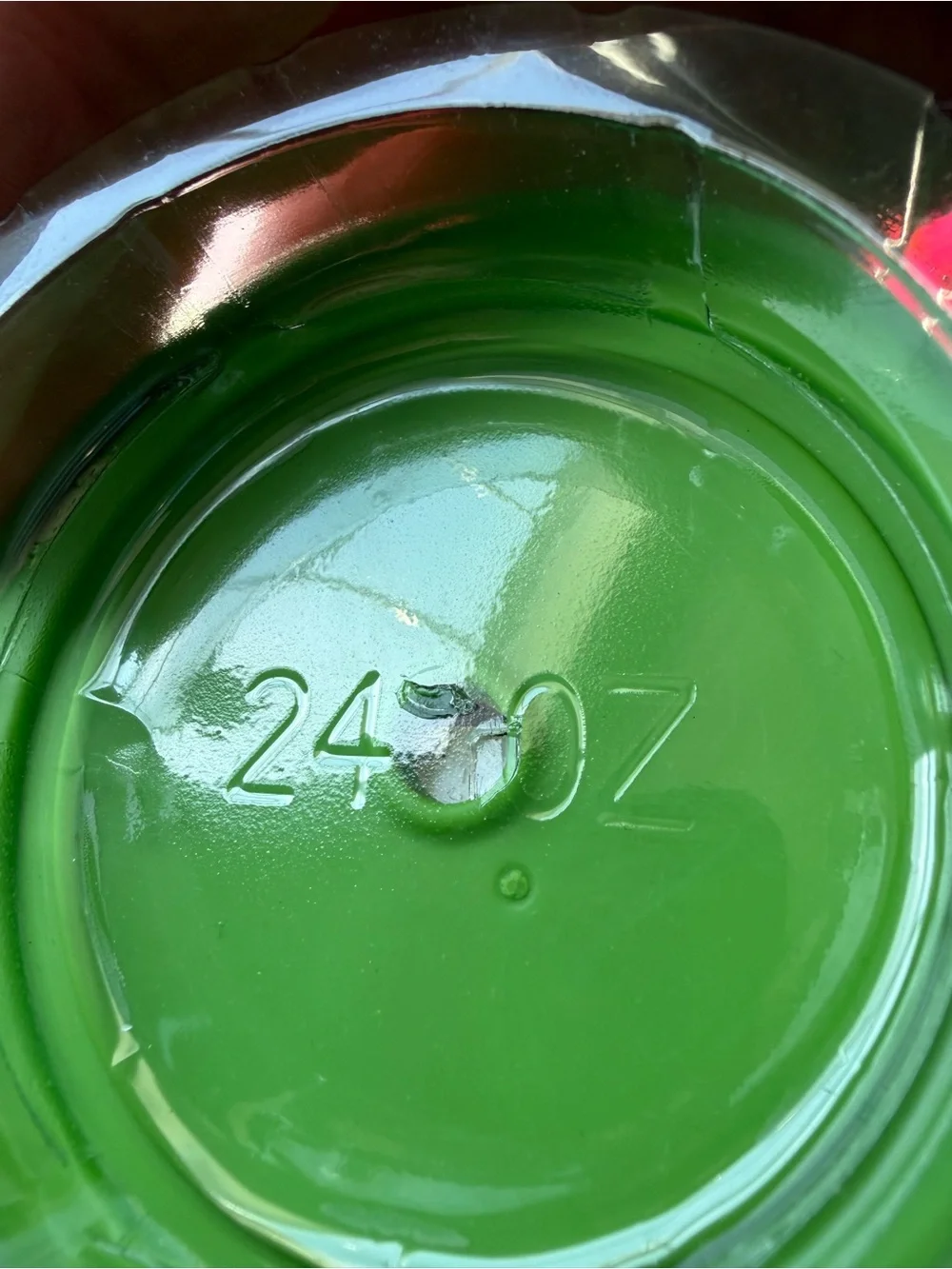 Starbucks Clear Tumbler with Neon Pink Dome Lid and Green Flat lid